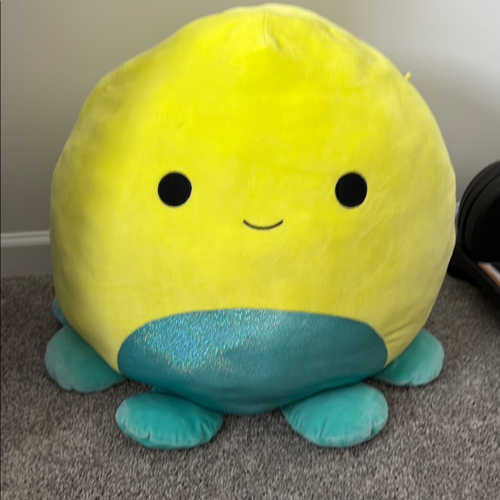 Trophies the Octopus, 20”,Squishmallows Yellow and Blue Stuffed Animal